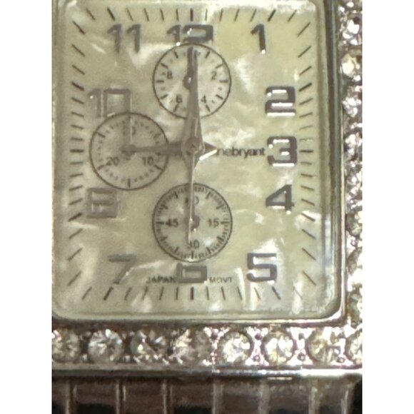 Lane Bryant Silver Watch With Mother of Pearl Face with Rhinestone Bezel & Stain - Picture 6 of 8